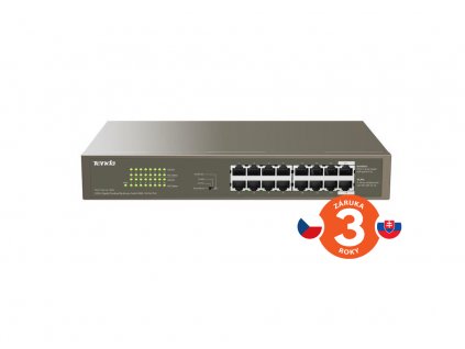 Tenda TEG1116P-16-150W PoE AT Gigabit switch 16x 1Gb/s s PoE 802.3af/at, PoE+ 135W, Rack, Fanless