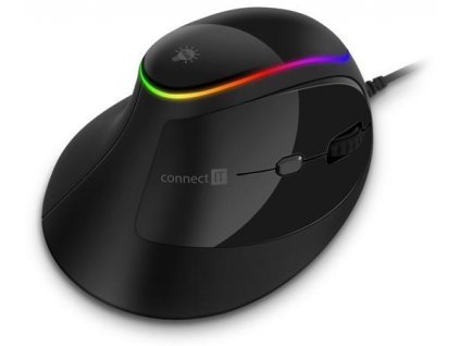 CONNECT IT GAME FOR HEALTH ergonomická vertikální myš, podsvícená, drátová, ČERNÁ