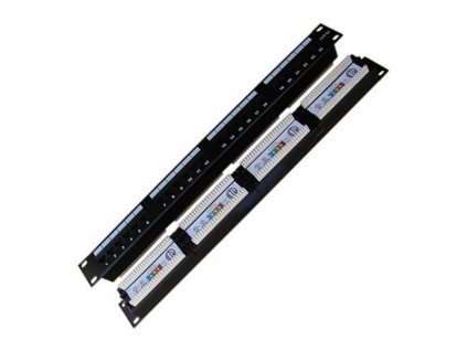 DATACOM Patch panel 19" UTP 24 port CAT5E DUAL 1U BK (4x6p)