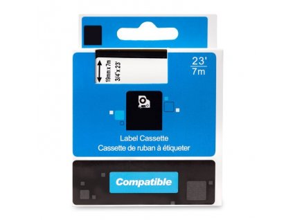 PRINTLINE kompatibilní páska s DYMO 45803 S0720830, 19mm, 7m, černý tisk / bílý podklad, D1
