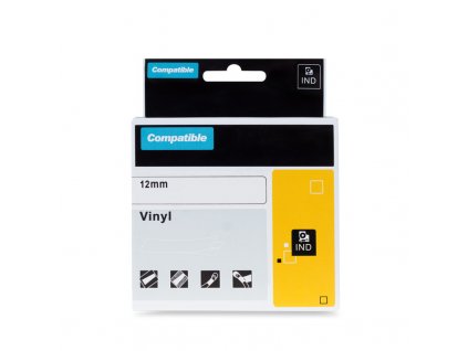 PRINTLINE kompatibilní páska s DYMO 8432, 12mm, 5.5m, černý tisk/žlutý podklad, RHINO, vinylová
