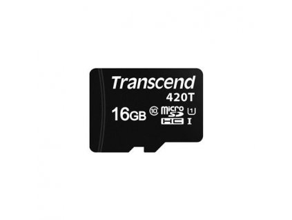 Transcend 16GB microSDHC420T UHS-I U1 (Class 10) 3K P/E paměťová karta, 95MB/s R, 70MB/s W, černá, tray balení