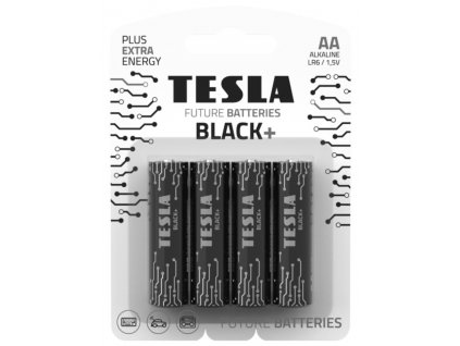TESLA BLACK+ alkalická baterie AA (LR06, tužková, blister) 4 ks