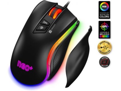 CONNECT IT NEO+ profesionální optická herní myš se softwarem, RGB podsvícení, ČERNÁ