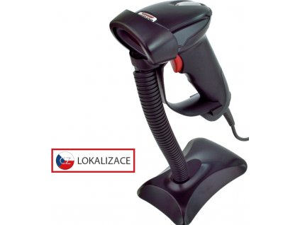 Laserová čtečka Virtuos HT-900A, USB (klávesnice/RS-232 emulace), stojánek, černá