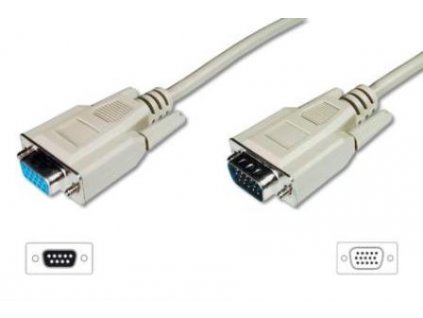 Digitus prodlužovací kabel pro VGA monitor, stíněný, šedý, měď, 3m