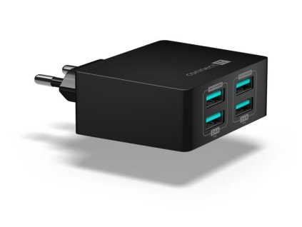 CONNECT IT Fast Charge nabíjecí adaptér 4×USB-A, 4,8A, černý