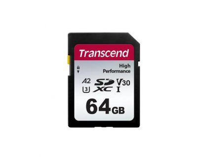 Transcend 64GB SDXC 330S UHS-I U3 V30 A2 paměťová karta, 100 MB/s R, 60 MB/s W