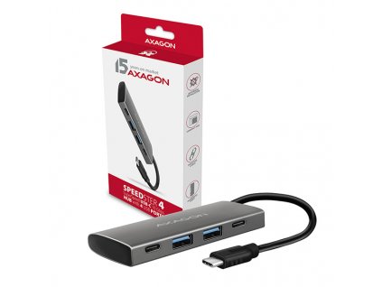 AXAGON HMC-4G2, USB-C 3.2 Gen 2 10 Gb/s hub, porty 2x USB-A + 2x USB-C, kabel USB-C 13cm