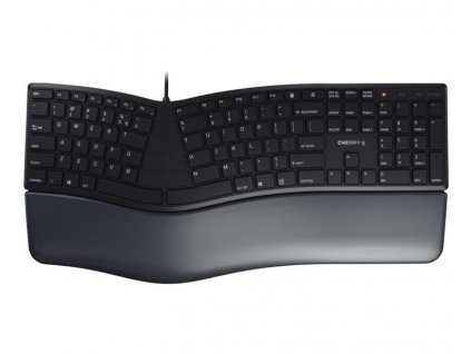 CHERRY klávesnice KC 4500 ERGO/ drátová/ USB/ multimediální / ergonomický dizajn opérkou zápěstí / černá EU layout