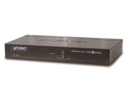 Planet VC-234 Ethernet po VDSL bridge, 4x 10/100/1000 RJ45 na pár VDSL/VDSL2, do 1,4km, 30a profil