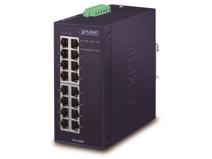 Planet IGS-1600T Průmyslový Switch 16x1Gb, dual 12-48VDC/24VAC, -40~+75°C, fanless