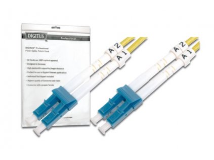 DIGITUS Fiber Optic Patch Cord, LC to LC, Singlemode, OS1, 09/125 µ, Duplex Length 10m