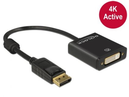 Delock adaptér Displayport 1.2 samec > DVI samice 4K aktivní černý