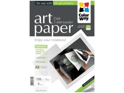 COLORWAY nažehlovací papír/ na ART/ textil/ 120g/m2, A4/ 5 kusů
