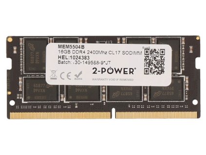 2-Power 16GB PC4-19200S 2400MHz DDR4 CL17 Non-ECC SoDIMM 2Rx8 (DOŽIVOTNÍ ZÁRUKA)