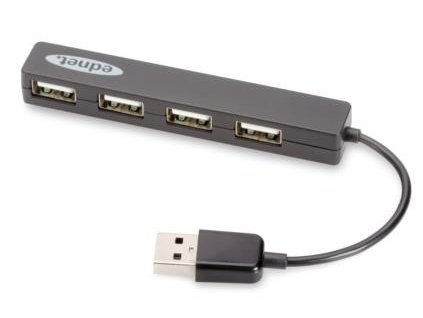 Ednet Notebook USB 2.0 Hub, 4 porty, Plug & Play, přenosová rychlost až 480 Mb / s