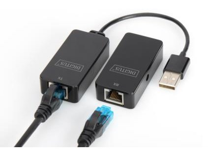 DIGITUS USB Extender, USB 2.0, pro použití s Cat5 / 5e / 6 (UTP, STP nebo SFT) kabelu až 50 m / 164 stop