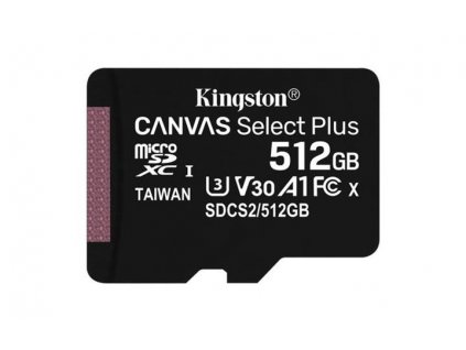 KINGSTON 512GB microSDHC CANVAS Plus Memory Card 100MB/85MBs- UHS-I class 10 Gen 3 - bez adaptéru