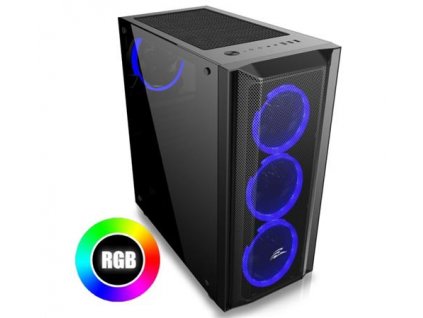 EVOLVEO Ptero Q1, case ATX , x RGB Rainbow Ring 120mm ventilátory , 2x 2,5 " SSD