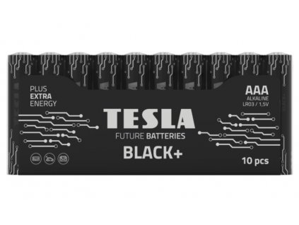 TESLA BLACK+ alkalická baterie AAA (LR03, mikrotužková, fólie) 10 ks
