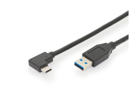 Digitus Připojovací kabel USB 3.1, C 90o úhlový k A M/M, 1,0 m, Gen2, 3A, 10 GB, verze 3.1, CE, bl