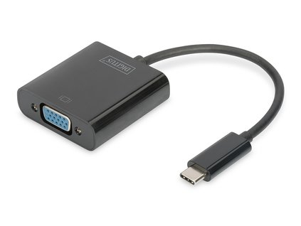 DIGITUS Adaptér USB typu C na VGA, délka kabelu Full HD 1080p: 19,5 cm, černá