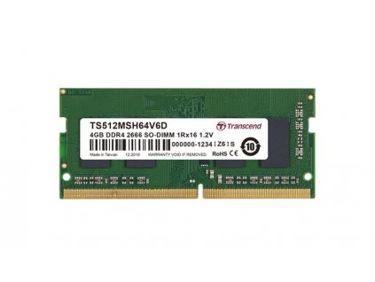 Transcend paměť 4GB SODIMM DDR4 2666 1Rx16 CL19