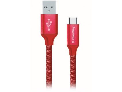 Colorway Datový Kabel Usb /Type-C/ 1m/ 2.1A/ Červený