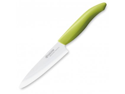 KYOCERA keramický nůž s bílou čepelí, 13 cm dlouhá čepel, zelená plastová rukojeť