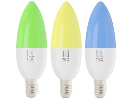 IMMAX NEO SMART sada 3x žárovka LED E14 6W RGB+CCT barevná a bílá, stmívatelná, Wi-Fi, TUYA