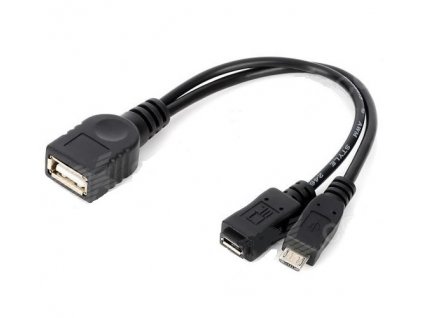 PremiumCord USB redukce kabel USB A/female+Micro USB/female - Micro USB/male OTG