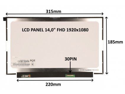 LCD PANEL 14,0'' FHD 1920x1080 30PIN MATNÝ IPS / BEZ ÚCHYTŮ