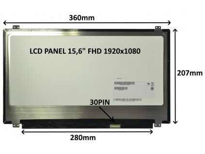 LCD PANEL 15,6'' FHD 1920x1080 30PIN MATNÝ IPS / ÚCHYTY NAHOŘE A DOLE