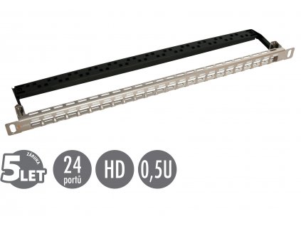 19'' modulární neosazený high-density patch panel Solarix 24 portů 0,5U SX24HDM-0-STP-SL-UNI