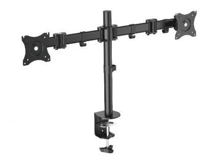 Digitus VESA dvojitý svorkový stolní stojan, 90o otočný, 30o sklopný, otočný 360o, 15"-27" TFT, 100x100, 16Kg, černý