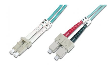 Digitus Fiber Optic Patch Cord, LC to SC Multimode 50/125 µ, Duplex Length 2m, Class OM3