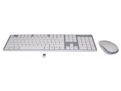EVOLVEO WK-180, set bezdr. klávesnice a myši, USB, 2,4GHz, CZ/US, bílo-šedý
