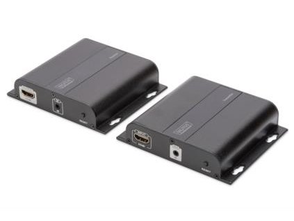 DIGITUS Sada 4K HDMI Extender přes IP, 4K*2K@30 Hz přes síťový kabel (CAT 5 / 5e / 6/7), černá