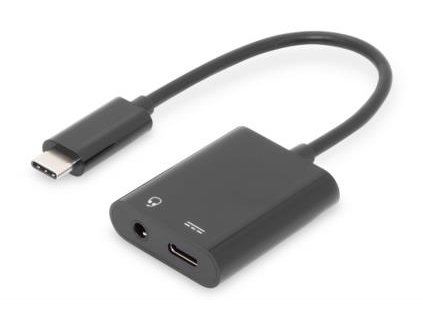 Digitus Rozbočovací kabel USB typu C, typ C - 3,5 mm + typ C M/F/F, 0,2 m, Gen2, 5A, 10 GB, Vers. 3,1, CE, bl