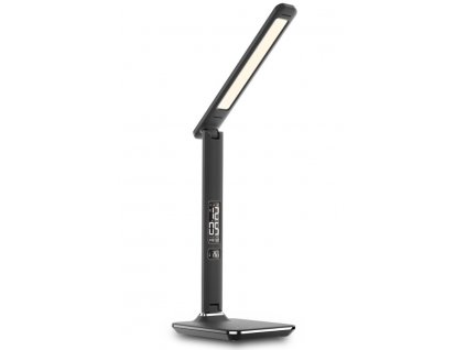 IMMAX LED stolní lampička Kingfisher/ 9W/ 450lm/ 12V/1A/ 3 různé barvy světla/ sklápěcí rameno/ USB/ černá
