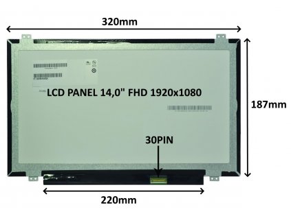LCD PANEL 14,0'' FHD 1920x1080 30PIN MATNÝ IPS / ÚCHYTY NAHOŘE A DOLE