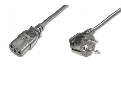 Digitus Napájecí kabel, CEE 7/7 (Typ-F), 90o úhlový - C13 M / F, 0,75m, H05VV-F3G 0,75qmm, bl