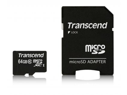 Transcend 64GB microSDXC (Class 10) paměťová karta (s adaptérem)