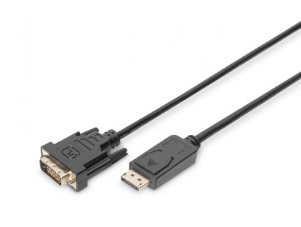 DIGITUS DisplayPort adaptérový kabel DP - DVI (24+1) M/M, 3,0 m, s blokováním, kompatibilní s DP 1.1a, CE