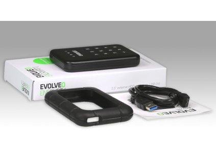 EVOLVEO 2.5" Encrypt 1, externí rámeček na HDD, USB 3.0, celohliníkový, antivibrační silikonový kryt