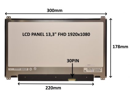 LCD PANEL 13,3'' FHD 1920x1080 30PIN MATNÝ / ÚCHYTY NAHOŘE A DOLE