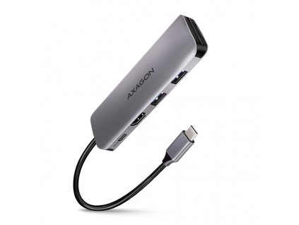 AXAGON HMC-5, USB 3.2 Gen 1 hub, porty 2x USB-A, HDMI, SD/microSD slot, PD 100W, kabel USB-C 20cm