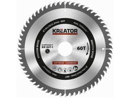 Pilový kotouč Kreator KRT020417 na dřevo 190mm, 60T