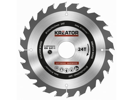 Pilový kotouč Kreator KRT020410 na dřevo 165mm, 24T